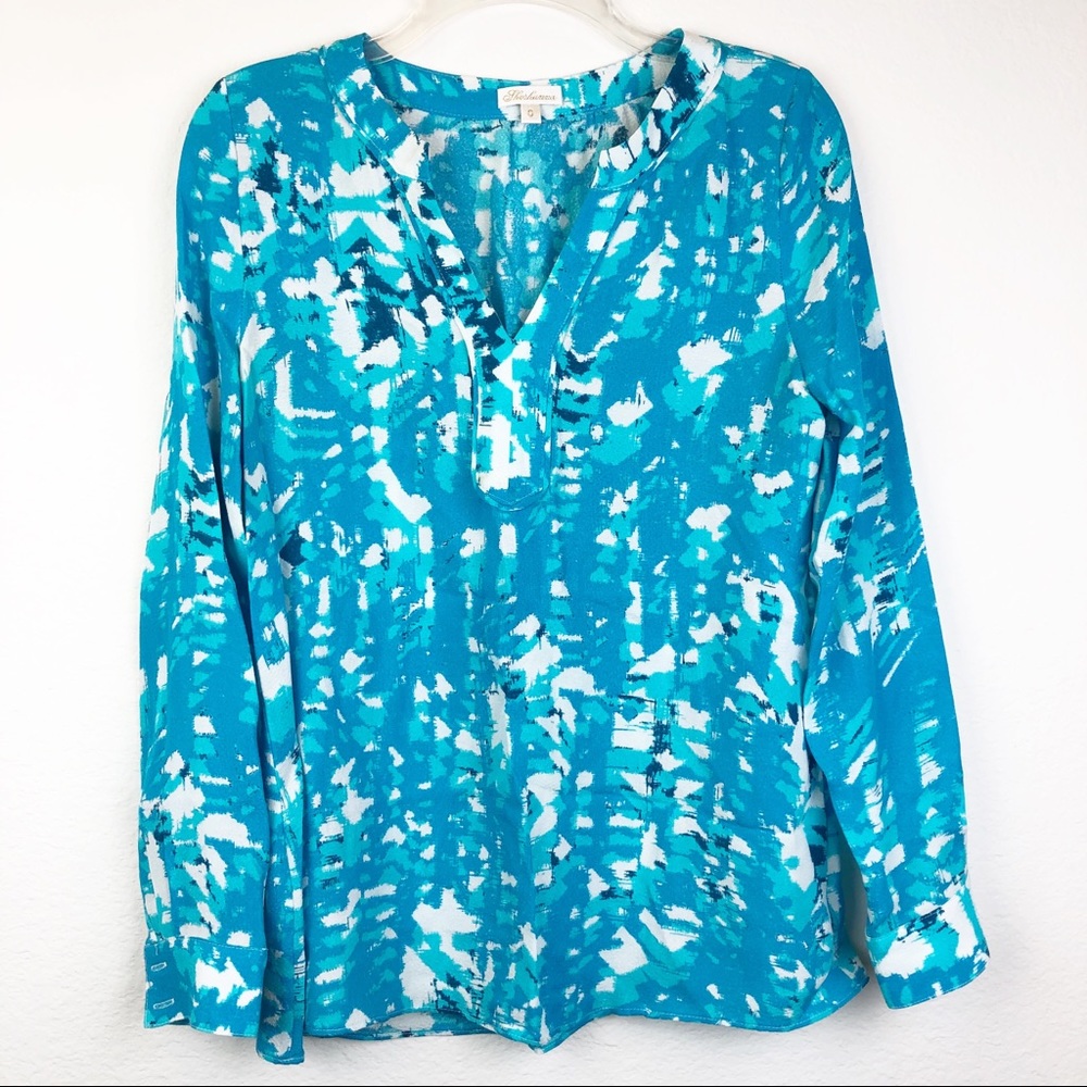 Shoshanna Silk Cotton Blend VNeck Blouse